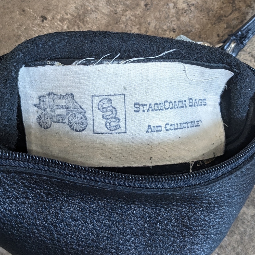 Vintage Avant Garde Stagecoach Western  Leather Crossbody Bag Turquoise & Black - Picture 11 of 14